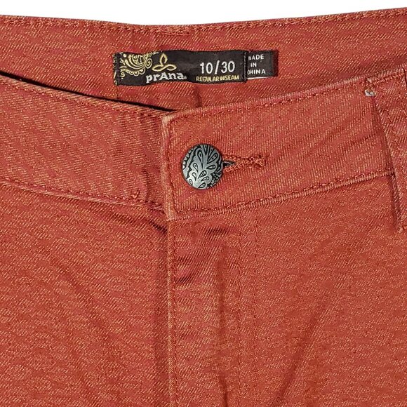 Prana Kayla Jeans Women's 10/30 Orange Terra Cotta Ogee Diamond Print AOP - Picture 3 of 8
